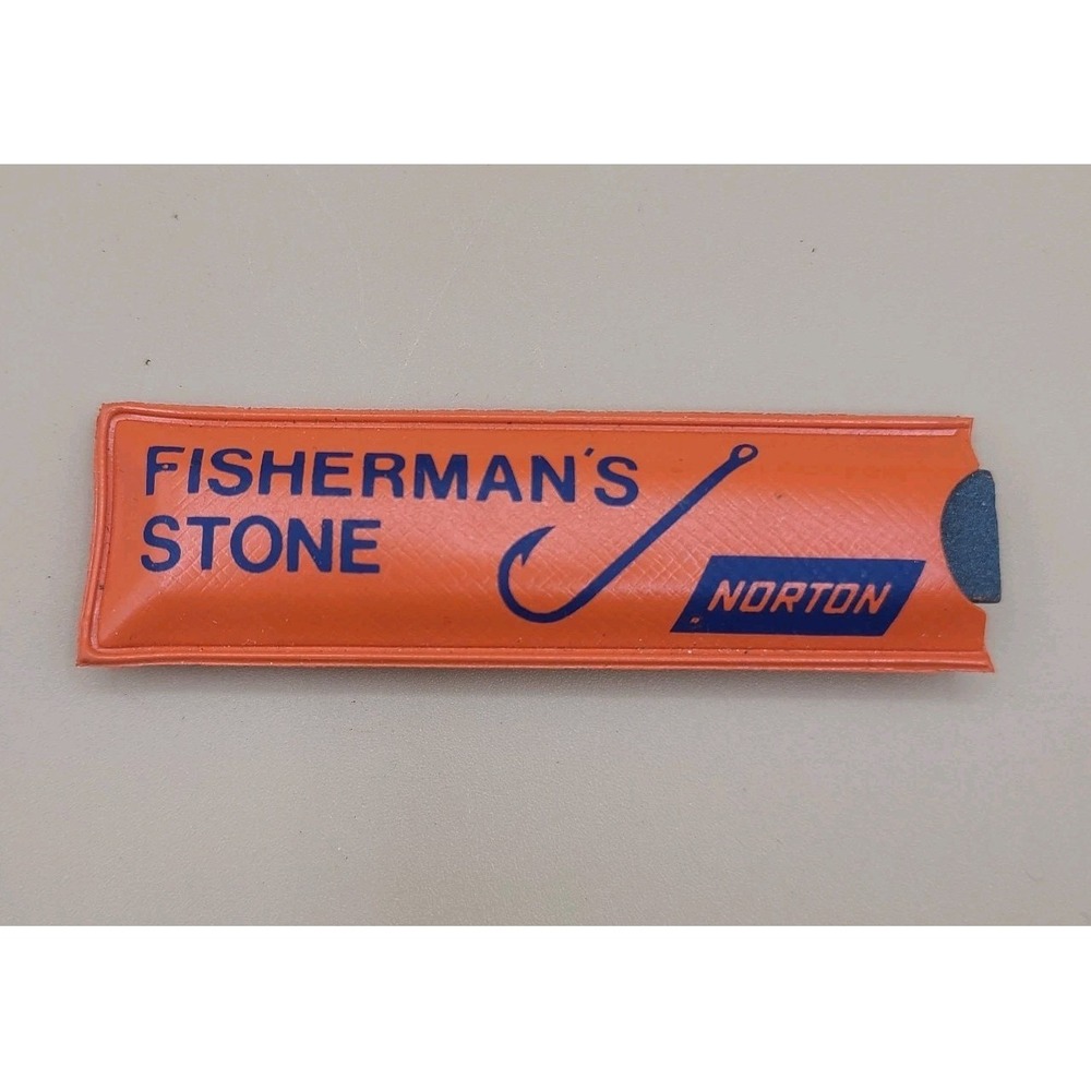 Norton Fisherman's Stone Fishing Hook Sharpener 3.25" Plastic Case Vintage